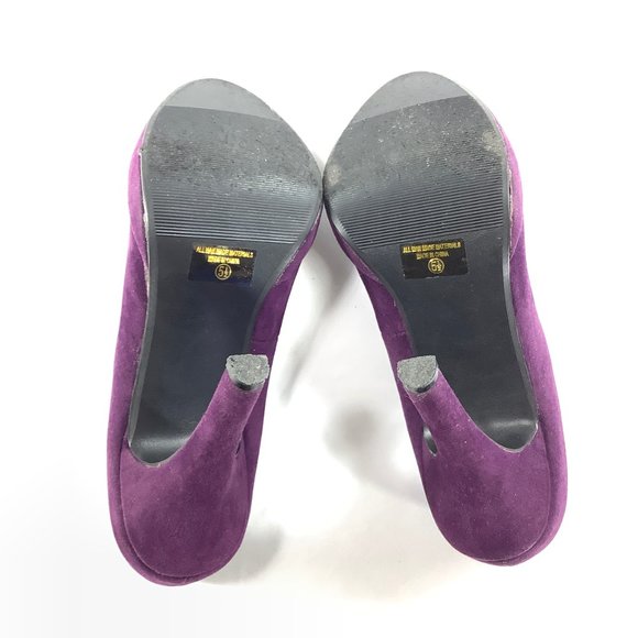 Paprika High Heels Platform Pumps Open Toe Purple Suede 5.5 Open Peep Toe Shoes - Picture 8 of 14